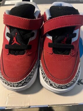 Jordan Kids Red Black Elephant-Print Low Top Sneakers